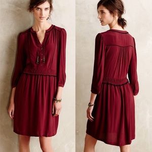 Anthro Maeve Galan Tasseled Shirt Dress